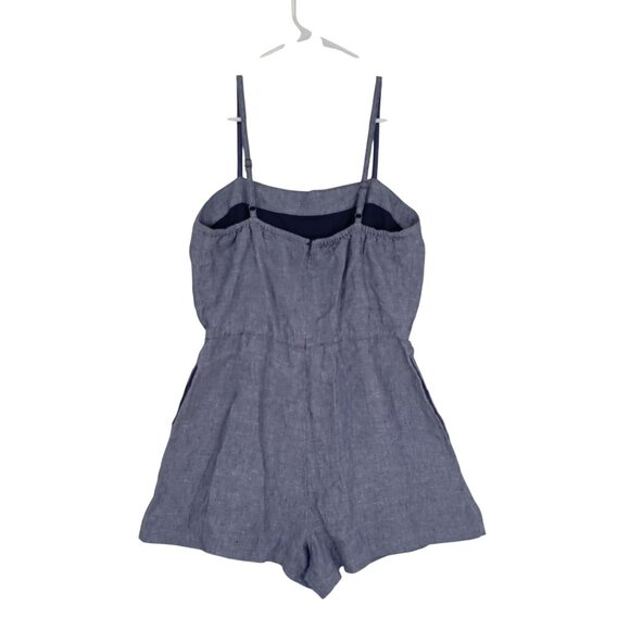 Cynthia Rowley Romper Blue 100% Linen Womens Adjustable Straps Size 6 - Picture 7 of 9